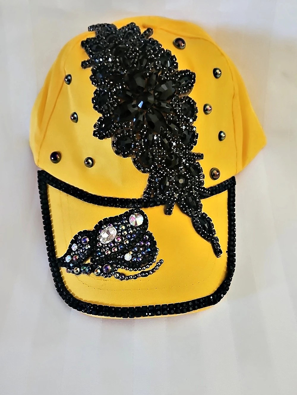 Embellished Yellow & Black Cap